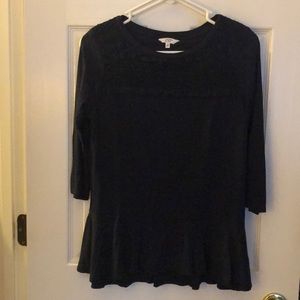 3/4 navy blouse with lace